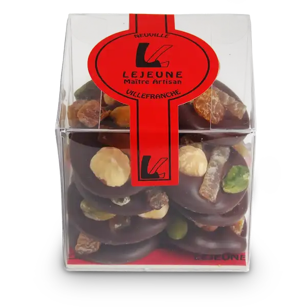 Mendiants chocolat noir et fruits secs croquants