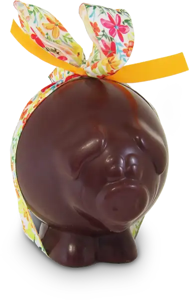 Moulage cochon en chocolat noir - Pâtisserie Lejeune